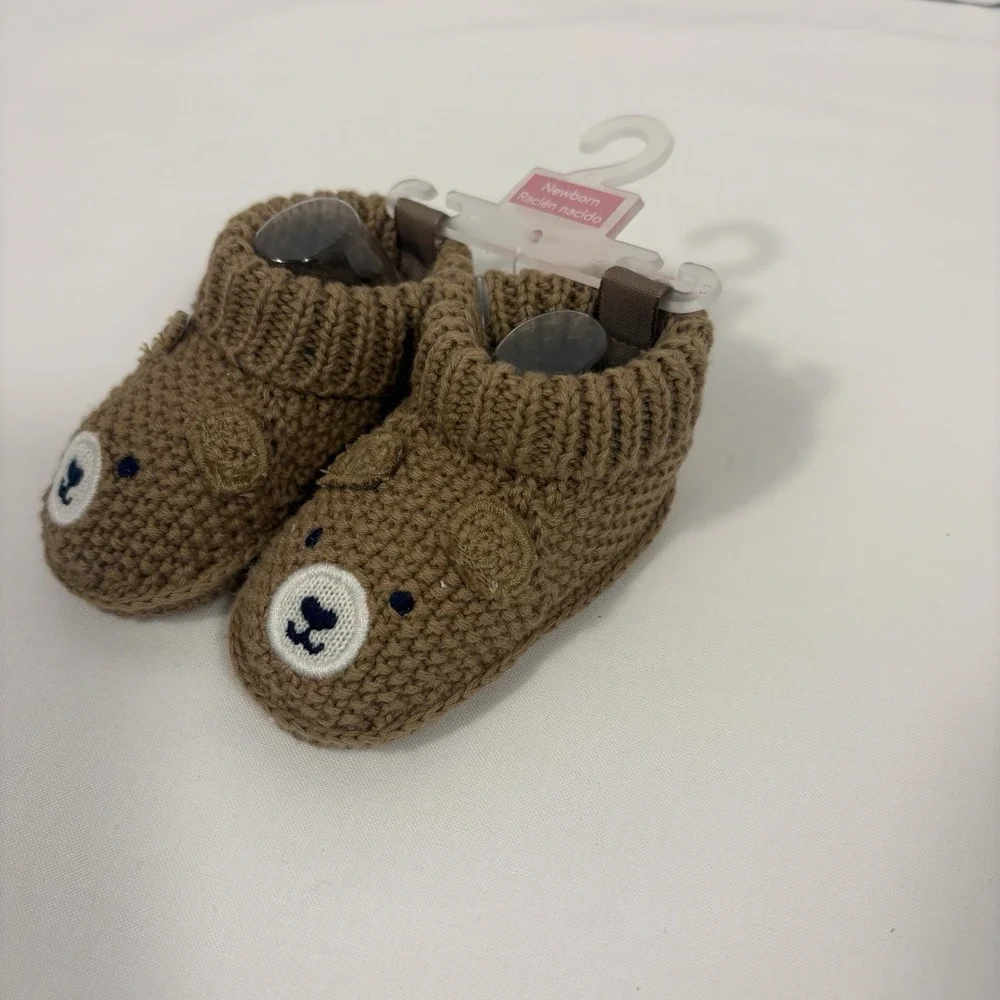 Just One You Carter's Newborn Baby Brown Bear Knitted Bootie Slippers Shoes
